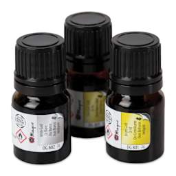 Mayco Precious Metals Overglaze (Bright Gold, Premium Gold, and White Gold bottles placed togerher)