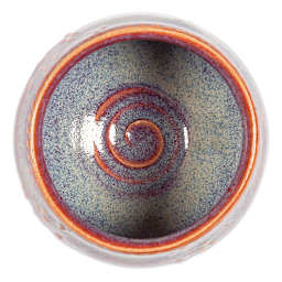 Spectrum Floating Glaze - Inside of stoneware clay vase with Kimchi Glaze 