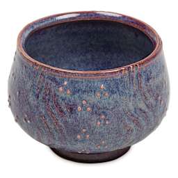 Spectrum Floating Glaze - Front view of stoneware clay vase with Autumn Purple Glaze 