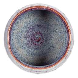 Spectrum Floating Glaze -  Inside of stoneware clay vase with Autumn Purple Glaze