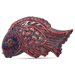 Spectrum Floating Glazes - Side view of ceramic fish with Autumn Purple Glaze