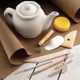Potter's Select Complete Pottery Tools - in use with ceramic tea pot