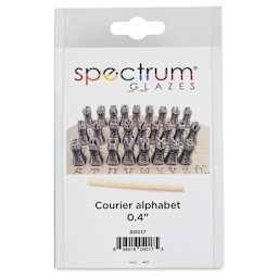 Spectrum Stamps - Courier Alphabet, Uppercase, Set of 27 - front of packaging