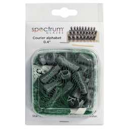 Spectrum Stamps - Courier Alphabet, Uppercase, Set of 27 - back of packaging