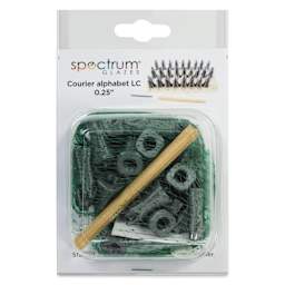 Spectrum Stamps - Small Courier Alphabet, Lowercase, Set of 27 - back of packaging