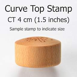 MKM Pottery Tools Curve Top Stamp - Scallop Shell - dimensions, side view