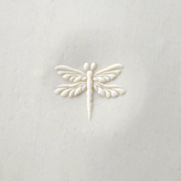 MKM Pottery Tools Curve Top Stamp - Dragonfly, stamped into clay