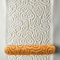 MKM Pottery Tools Big Hand Roller - Topographic applied to clay