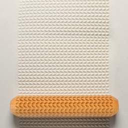 MKM Pottery Tools Big Hand Roller - Knit Stitch applied to clay