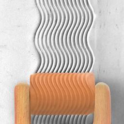 MKM Pottery Tools Large Handle Roller - Wavy Lines applied to clay