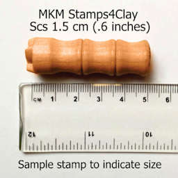 MKM Pottery Tools Small Round Stamp - SCS-215, Right Boot Print dimensions