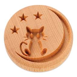 MKM Pottery Tools Extra Large Round Stamp - Cat on Moon