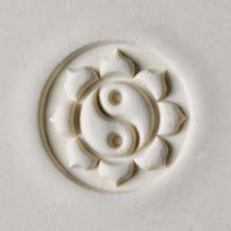 MKM Pottery Tools Round Stamp - SCL-066, Yin Yang Lotus, Large - stamped clay
