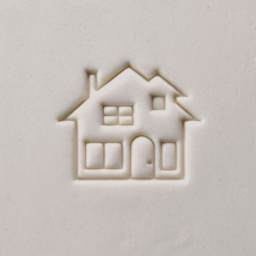 MKM Pottery Tools Round Stamp - SCL-090, House, Large - stamped clay