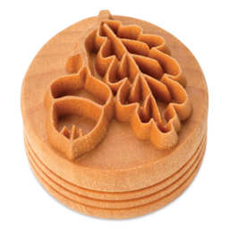 MKM Pottery Tools Large Round Stamp - SCL-167, Oak Leaf with Acorn