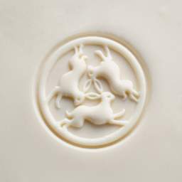 MKM Pottery Tools Large Round Stamp - SCL-174, Three Hares applied to clay