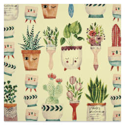 Elan Transfers Overglaze Decal Sheet - Potted Plants w/ Brushes - close-up