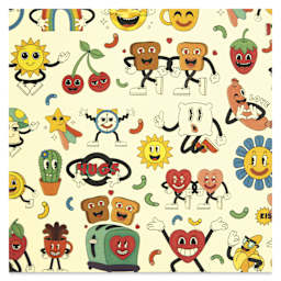 Elan Transfers Overglaze Decal Sheet - Retro Cartoons - close-up