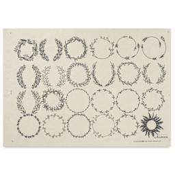 Elan Transfers Underglaze Transfer Sheet - Floral Wreaths, Black