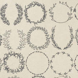 Elan Transfers Underglaze Transfer Sheet - Floral Wreaths, Black - close-up