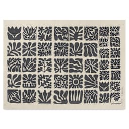 Elan Transfers Underglaze Transfer Sheet - Wood Block Flowers, Black
