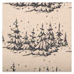 Elan Transfers Underglaze Transfer Sheet - Snowy Trees, Black close up