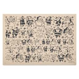 Elan Transfers Underglaze Transfer Sheet - Vintage Santa, Black