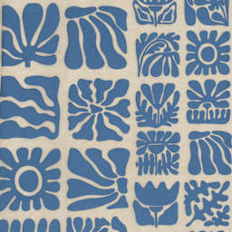 Elan Transfers Underglaze Transfer Sheet - Wood Block Flowers, Blue - close-up