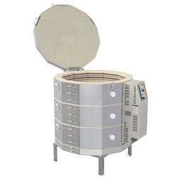 L&L eQuad Pro Production Kiln - eQ2827-3, Cone 10, 208V-1P, 71.9A, 28" Dia. x 27" D - left side