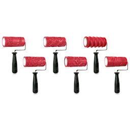 Amaco Clay Texture Rollers - Set of 6 handles and 6 sleeves shown