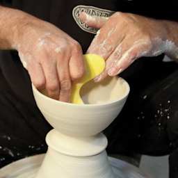 Mudtools Polymer Bowl Rib - Small, Yellow - in use