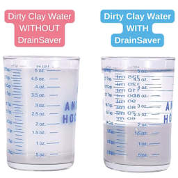 Penguin Pottery DrainSaver comparison between clay water