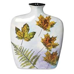 Mayco Designer Silkscreens - Vase finished with leaf motifs