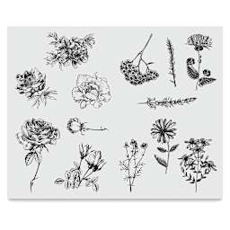 Mayco Designer Silkscreens - Screen of various Flowers shown