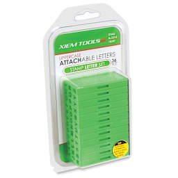 Xiem Studio Attachable Stamps - Angled view of set of 36 Uppercase Letters