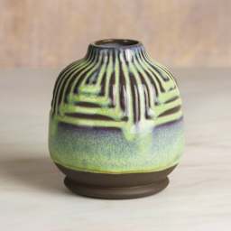 Mayco Stoneware Bisque Bud Vase - Rounded - finished example