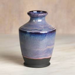 Mayco Stoneware Bisque Bud Vase - Ringed - finished example