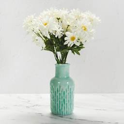 Mayco Earthenware Bisque Bud Vases - Textured, Set of 6 (fluted texture with teal glaze)