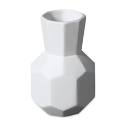 Mayco Earthenware Bisque Bud Vases - Front view of Faceted unglazed Vase