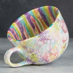 Mayco Earthenware Bisque Mugs - Pkg of 12, Jumbo Cappuccino angled finished product