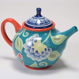 Mayco Stoneware Bisque Teapot - finished example