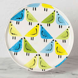 Mayco Earthenware Bisque Plates - Casualware Dinner Plate, 10-3/4" finished product with bird design