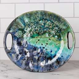Mayco Earthenware Bisque Handled Platter - finished with a glaze