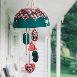 Mayco Earthenware Bisque Rice Bowl - Inverted glazed rice bowl turned into a wind chime
