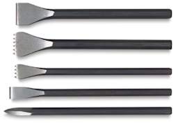 Sculpture House Stone Carving Chisels - 5 different Chisels shown horizontally