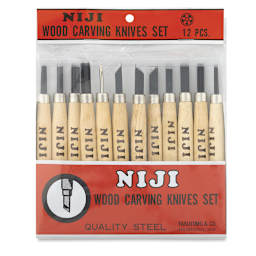 Yasutomo Niji Woodcarving Knives - Set of 12 - front of packaging