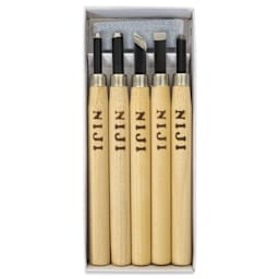 Yasutomo Niji Woodcarving Knives - Set of 5 - open to show contents
