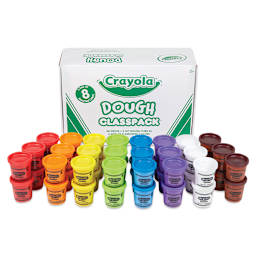 Crayola Dough - Package of 48 pc Classpack shown behind 48 tubs lined up by color