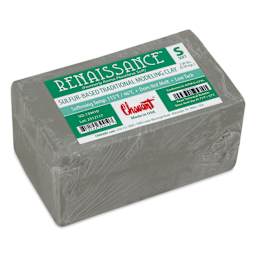 Chavant Renaissance Modeling Clay - 2 lb, Gray-Green, Soft - top view, angled