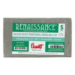Chavant Renaissance Modeling Clay - 2 lb, Gray-Green, Soft - top view